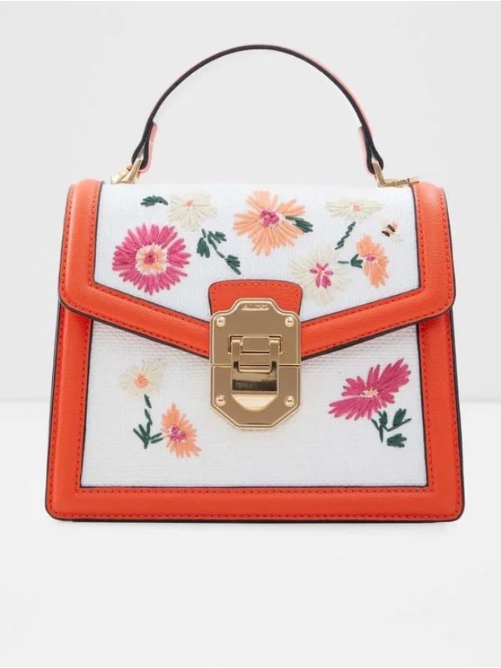 ALDO Adryniel NWOT White Multi Floral Embroidered Satchel Crossbody